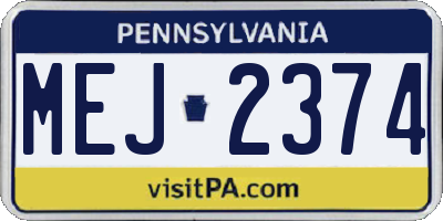 PA license plate MEJ2374