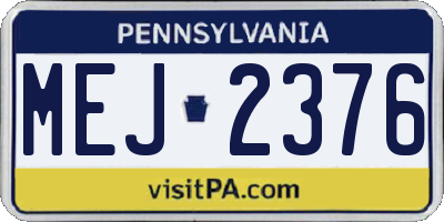 PA license plate MEJ2376