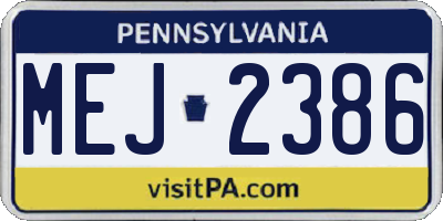 PA license plate MEJ2386