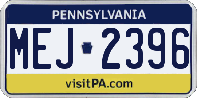 PA license plate MEJ2396