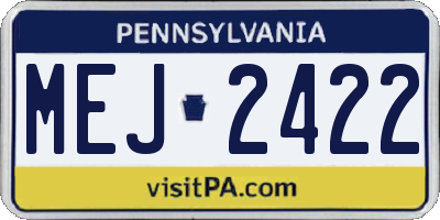 PA license plate MEJ2422