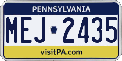 PA license plate MEJ2435