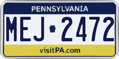 PA license plate MEJ2472
