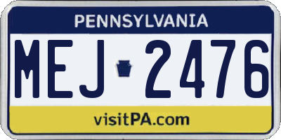 PA license plate MEJ2476