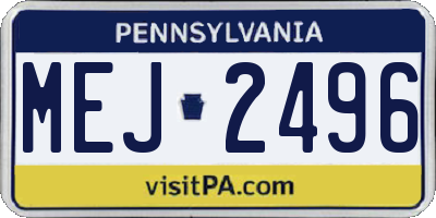 PA license plate MEJ2496