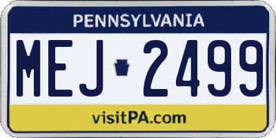 PA license plate MEJ2499