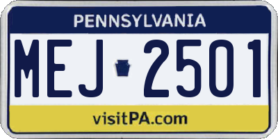PA license plate MEJ2501