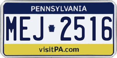PA license plate MEJ2516