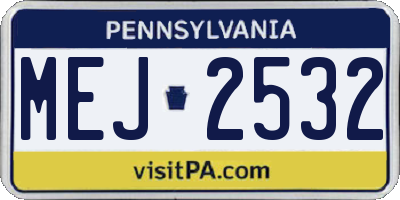 PA license plate MEJ2532