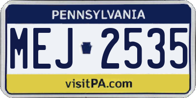 PA license plate MEJ2535