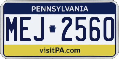 PA license plate MEJ2560