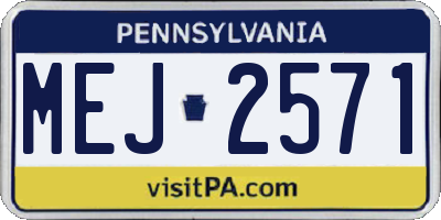 PA license plate MEJ2571