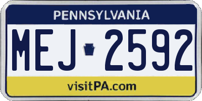 PA license plate MEJ2592