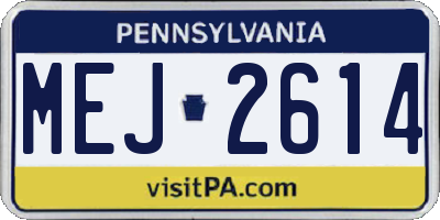 PA license plate MEJ2614