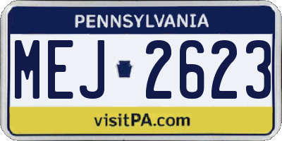 PA license plate MEJ2623