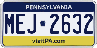 PA license plate MEJ2632