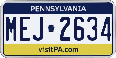 PA license plate MEJ2634