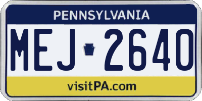 PA license plate MEJ2640