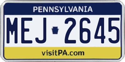 PA license plate MEJ2645