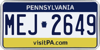 PA license plate MEJ2649