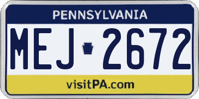 PA license plate MEJ2672
