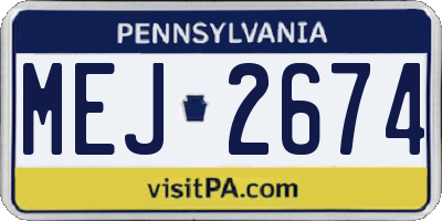 PA license plate MEJ2674