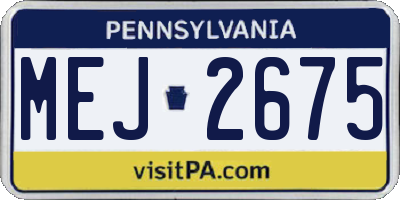 PA license plate MEJ2675