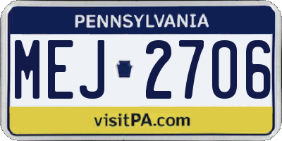 PA license plate MEJ2706