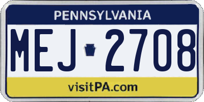 PA license plate MEJ2708