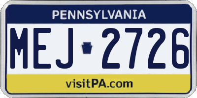 PA license plate MEJ2726