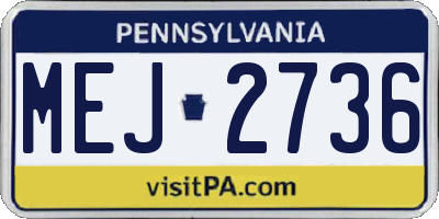 PA license plate MEJ2736
