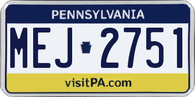 PA license plate MEJ2751