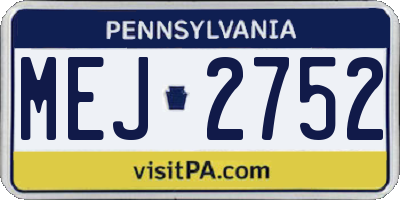PA license plate MEJ2752