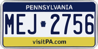 PA license plate MEJ2756