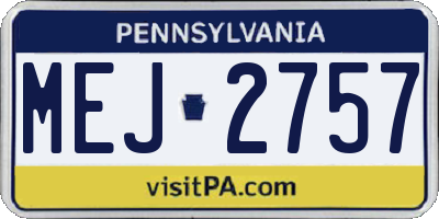 PA license plate MEJ2757