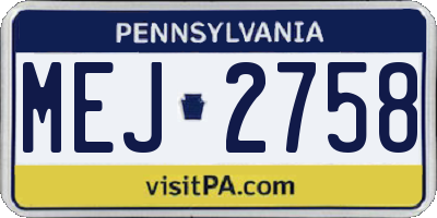 PA license plate MEJ2758