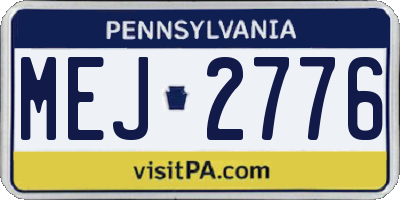 PA license plate MEJ2776