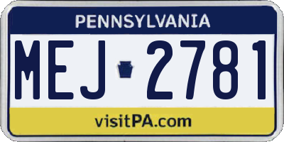 PA license plate MEJ2781