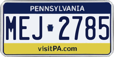 PA license plate MEJ2785