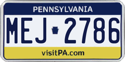 PA license plate MEJ2786