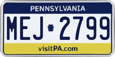 PA license plate MEJ2799