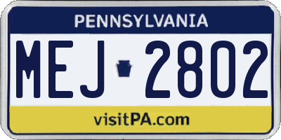 PA license plate MEJ2802