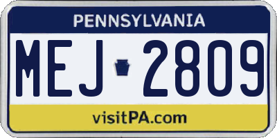 PA license plate MEJ2809
