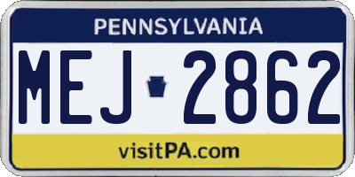 PA license plate MEJ2862