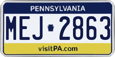 PA license plate MEJ2863