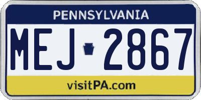 PA license plate MEJ2867