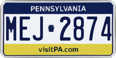 PA license plate MEJ2874