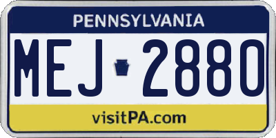 PA license plate MEJ2880