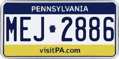 PA license plate MEJ2886