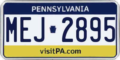 PA license plate MEJ2895